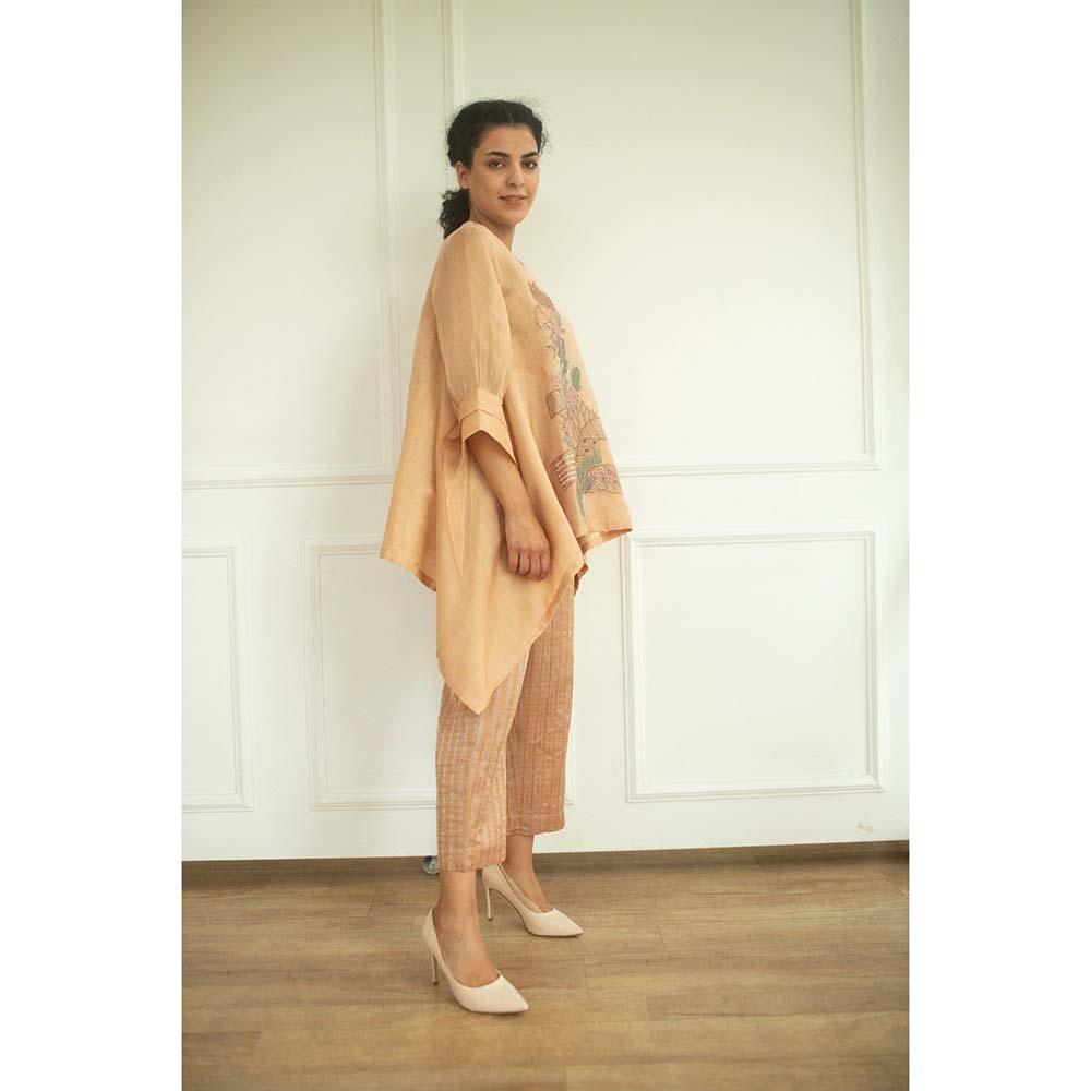 OJA Aurum Rose Gold Silk Embroidered Co-Ord (Set of 2)