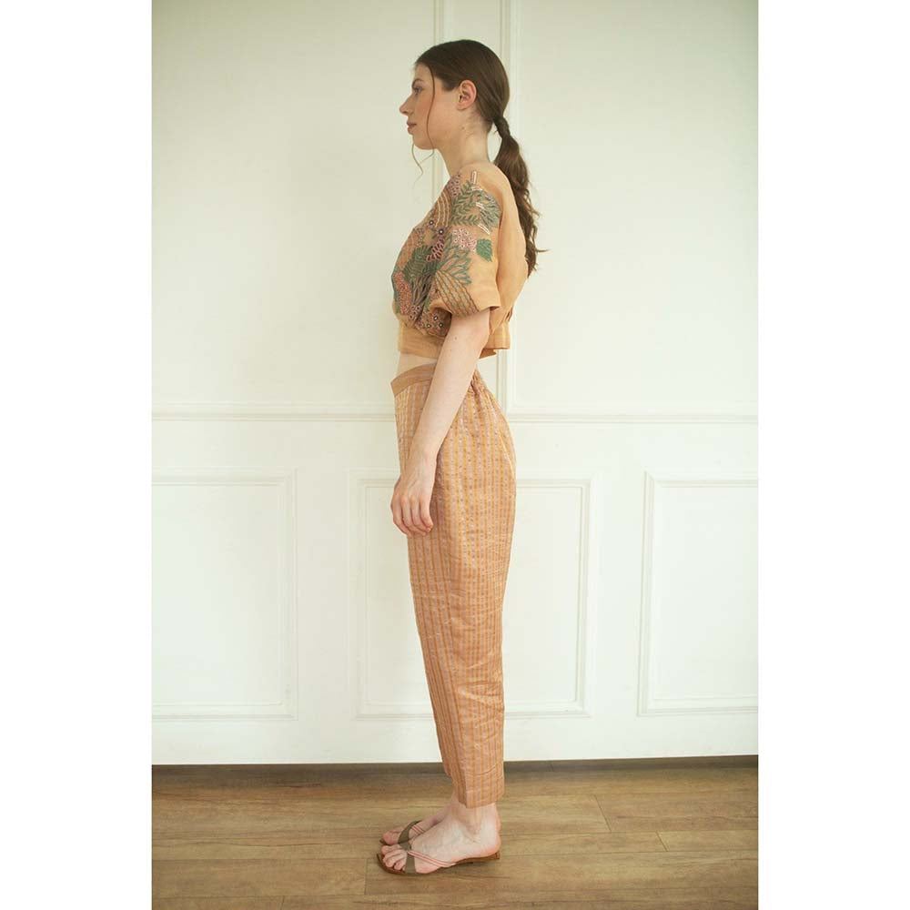 OJA Aurum Rose Gold Crop Top and Pant Co-Ord (Set of 2)