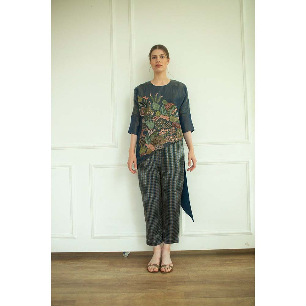 OJA Aurum Marina Silk Embroidered Co-Ord (Set of 2)
