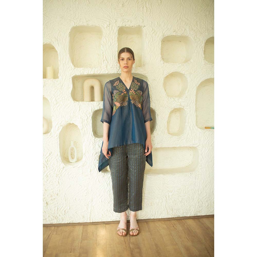 OJA Aurum Marina Handloom Silk Co-Ord (Set of 2)