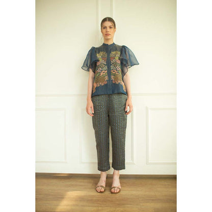 OJA Aurum Marina Embroidered Shirt and Pant Co-Ord (Set of 2)