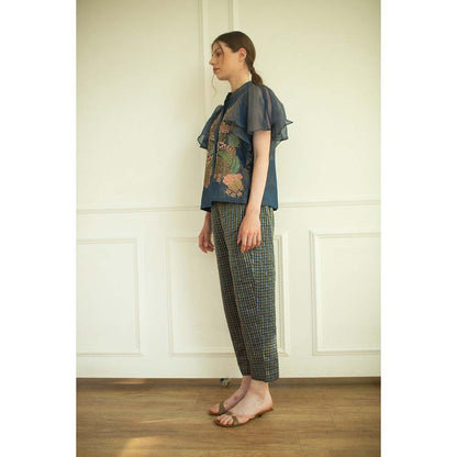 OJA Aurum Marina Embroidered Shirt and Pant Co-Ord (Set of 2)