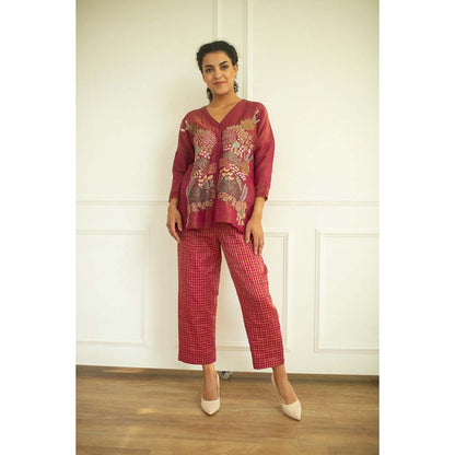 OJA Aurum Flamingo Top and Pant Co-Ord (Set of 2)