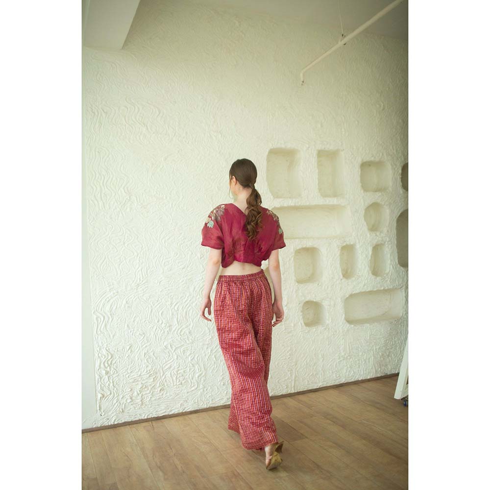 OJA Aurum Flamingo Crop Top and Palazzo Co-Ord (Set of 2)