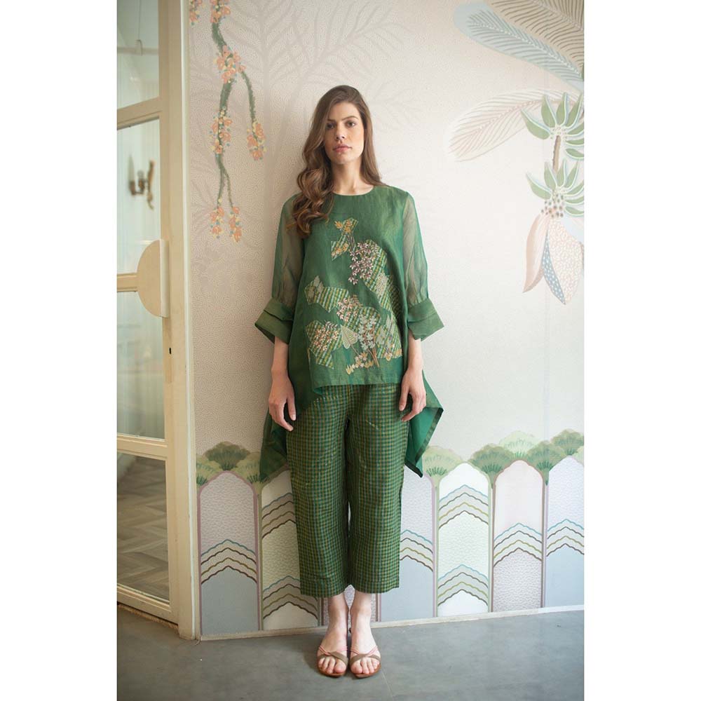 OJA Aurum Plantation Green Tunic and Pant Co-Ord (Set of 2)