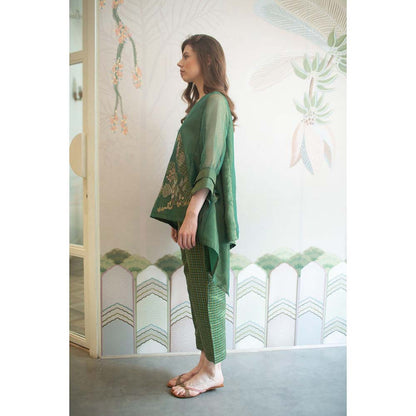 OJA Aurum Plantation Green Tunic and Pant Co-Ord (Set of 2)