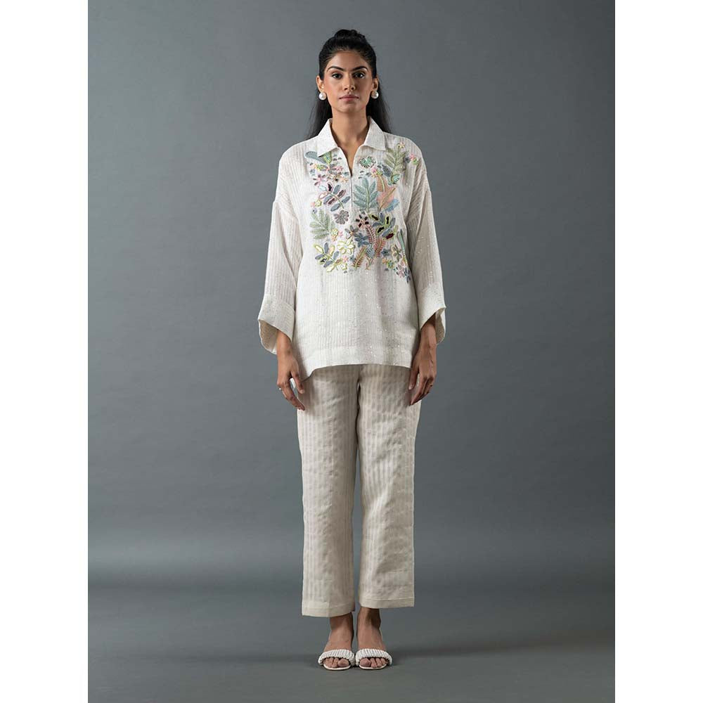 OJA White Shirt with Pant and Inner (Set of 3)