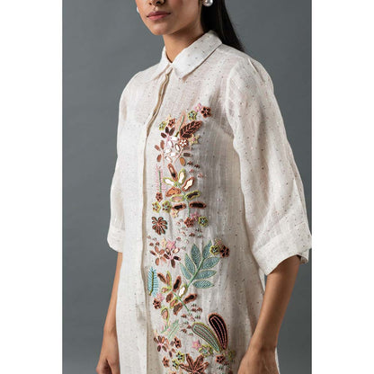 OJA White Kurta with Pant (Set of 2)