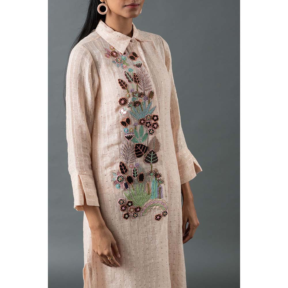 OJA Pink Kurta with Pant (Set of 2)