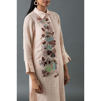 OJA Pink Kurta with Pant (Set of 2)