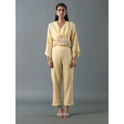 OJA Yellow Top with Pant and Belt (Set of 3)