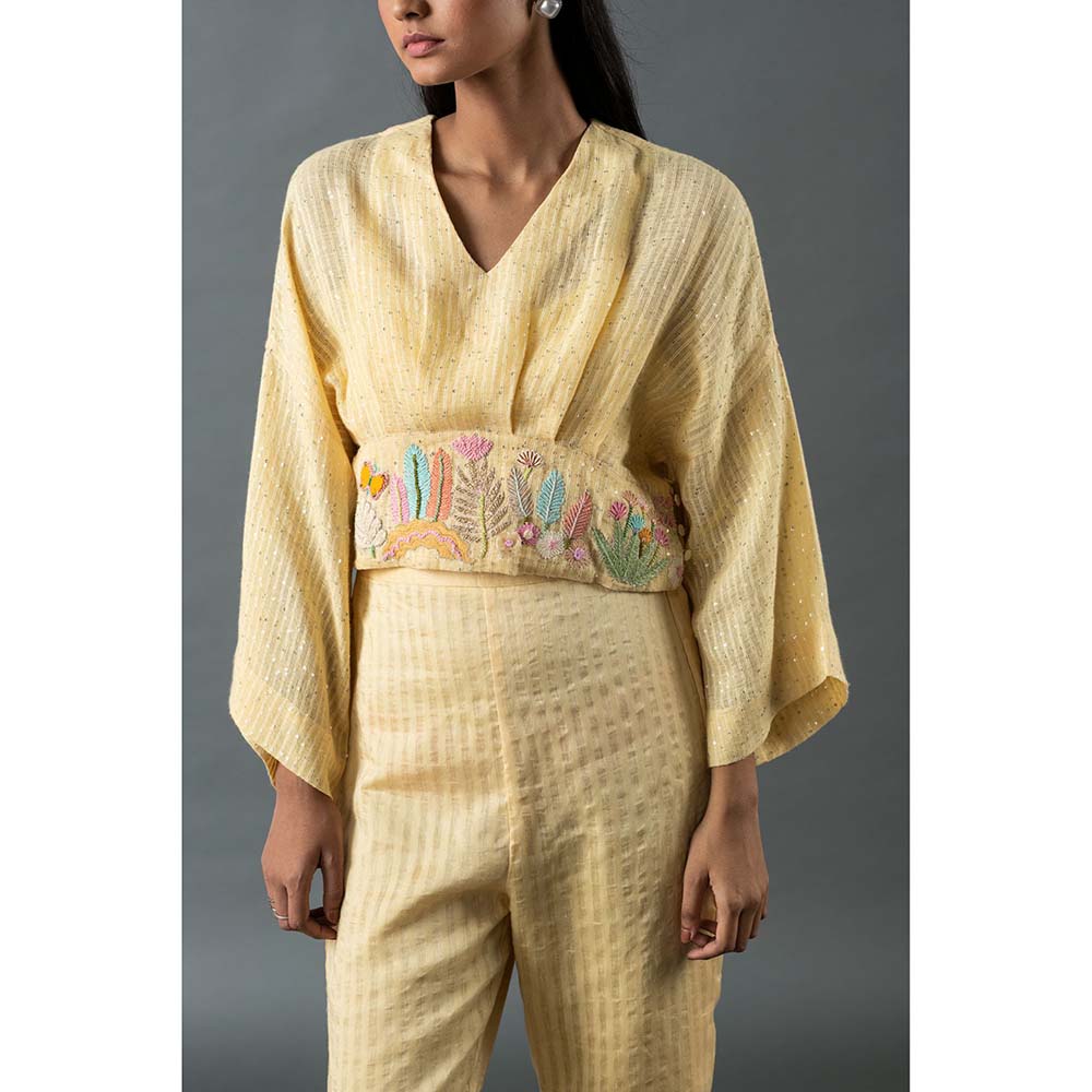 OJA Yellow Top with Pant and Belt (Set of 3)