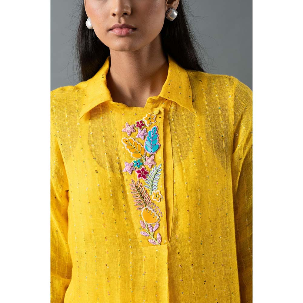 OJA Yellow Kurta with Pant (Set of 2)