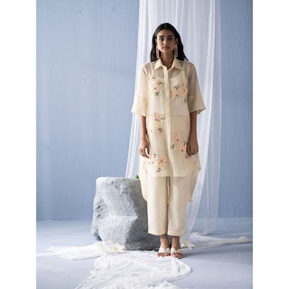 OJA Cream Kurta with Pant (Set of 2)