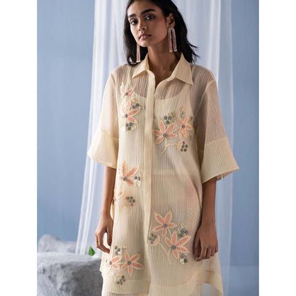 OJA Cream Kurta with Pant (Set of 2)