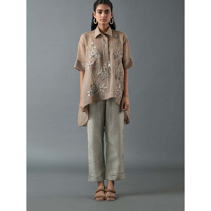 OJA Beige Shirt with Inner and Pant (Set of 3)