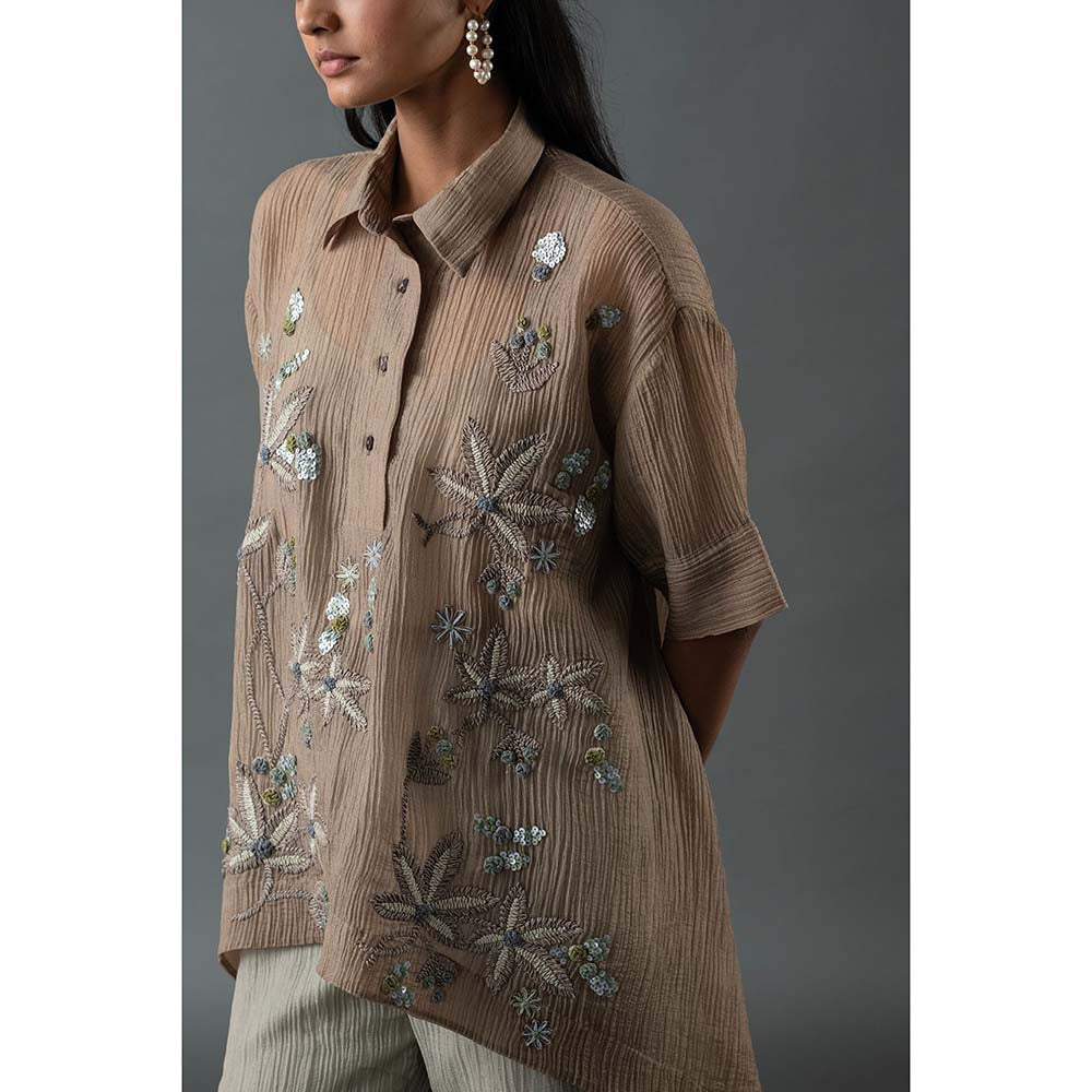 OJA Beige Shirt with Inner and Pant (Set of 3)