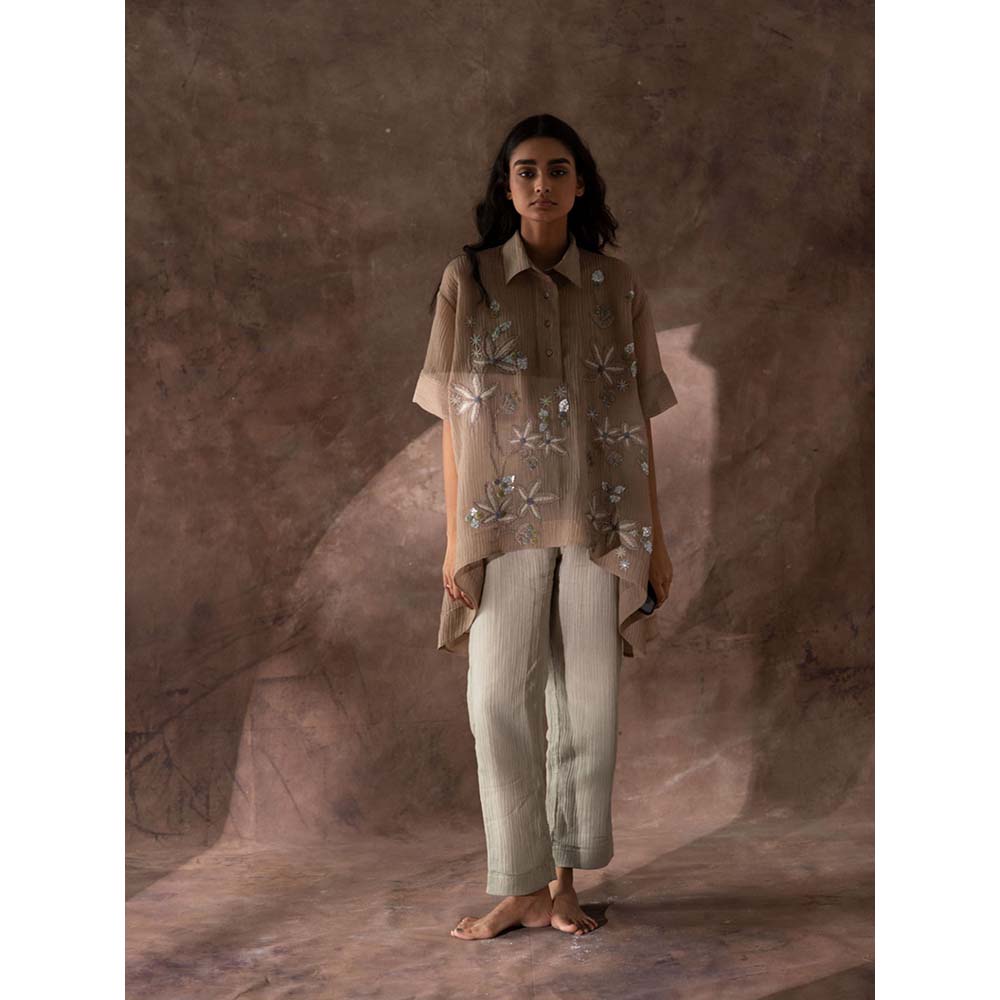 OJA Beige Shirt with Inner and Pant (Set of 3)