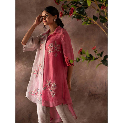 OJA Pink Kurta and Pant with Slip (Set of 3)