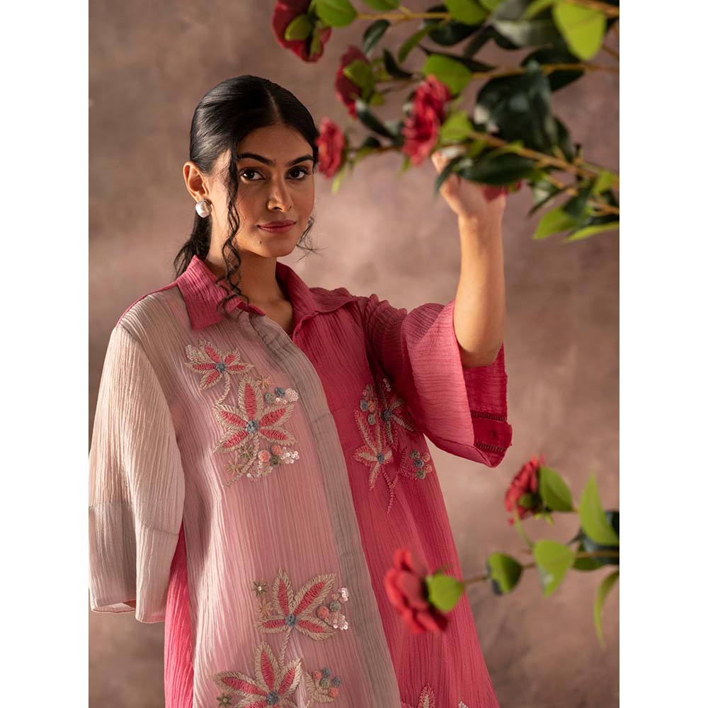 OJA Pink Kurta and Pant with Slip (Set of 3)