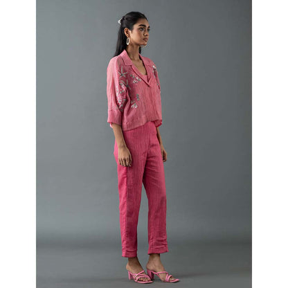 OJA Pink Crop Jacket with Inner and Pant (Set of 3)