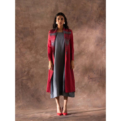 OJA Multi Colour Midi Dress with Jacket (Set of 2)