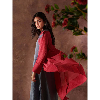 OJA Multi Colour Midi Dress with Jacket (Set of 2)