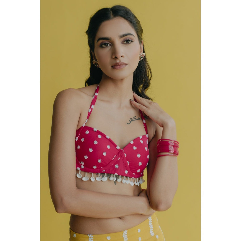 Old Marigold Aisha Magenta Cotton Embroidered Blouse