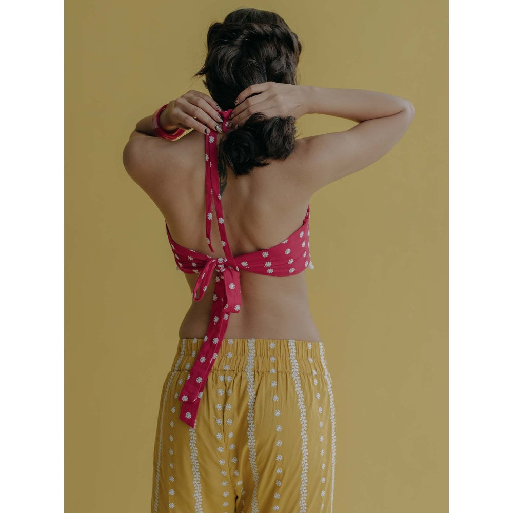 Old Marigold Aisha Magenta Cotton Embroidered Blouse