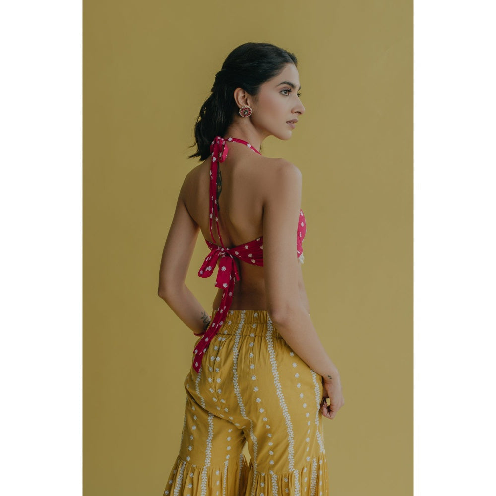 Old Marigold Aisha Magenta Cotton Embroidered Blouse