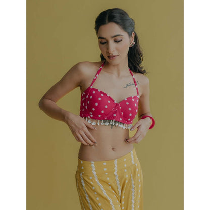 Old Marigold Aisha Magenta Cotton Embroidered Blouse