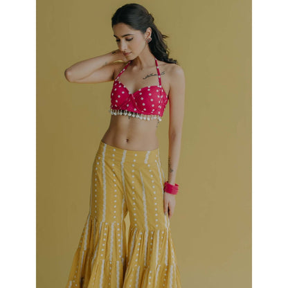 Old Marigold Aisha Magenta Cotton Embroidered Blouse