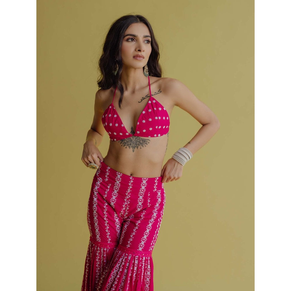Old Marigold Alia Magenta Cotton Embroidered Blouse