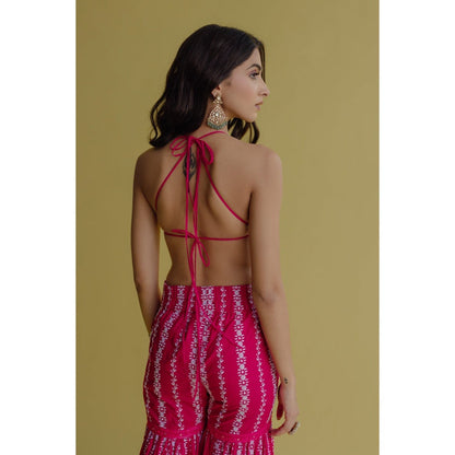 Old Marigold Alia Magenta Cotton Embroidered Blouse