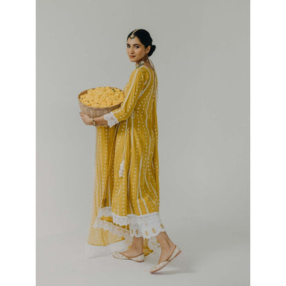 Old Marigold Amara Yellow Cotton Embroidered Kurta