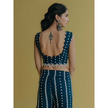 Old Marigold Inaya Teal Cotton Embroidered Blouse