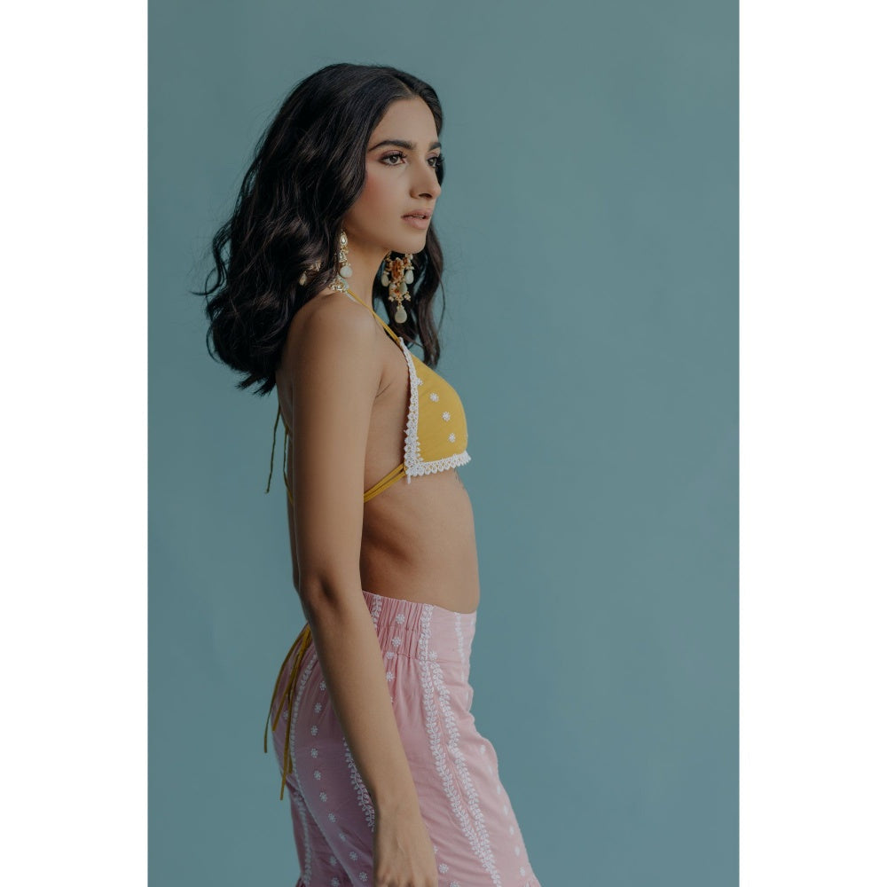 Old Marigold Laila Yellow Cotton Embroidered Blouse