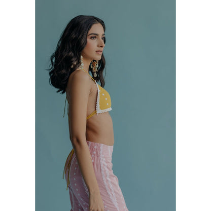 Old Marigold Laila Yellow Cotton Embroidered Blouse