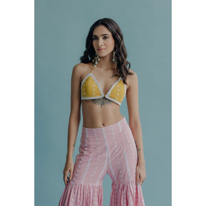 Old Marigold Laila Yellow Cotton Embroidered Blouse