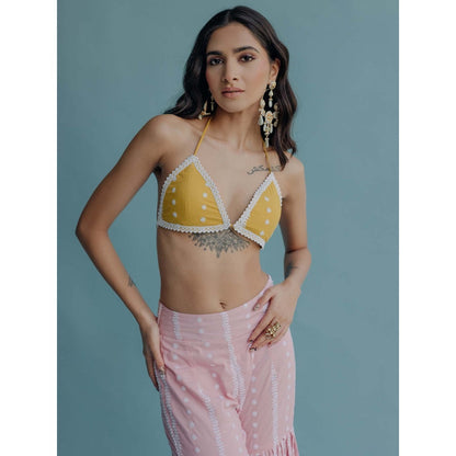 Old Marigold Laila Yellow Cotton Embroidered Blouse