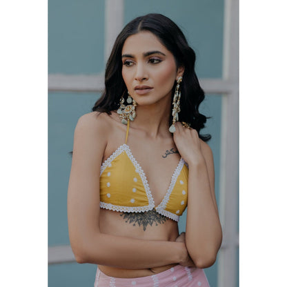 Old Marigold Laila Yellow Cotton Embroidered Blouse