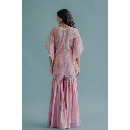 Old Marigold Laila Pink Cotton Embroidered Kaftan