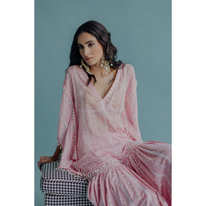 Old Marigold Laila Pink Cotton Embroidered Kaftan