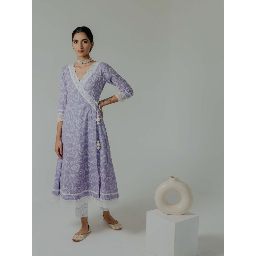 Old Marigold Naaz Lavender Cotton Floral Kurta