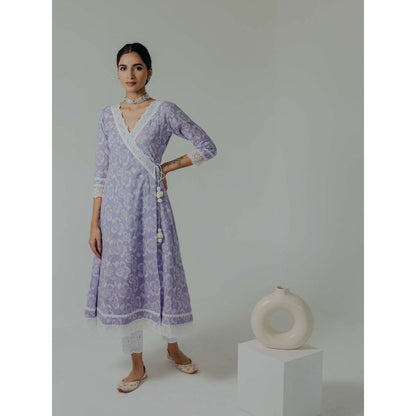Old Marigold Naaz Lavender Cotton Floral Kurta