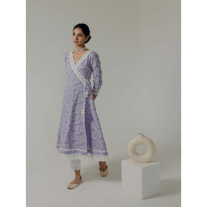 Old Marigold Naaz Lavender Cotton Floral Kurta