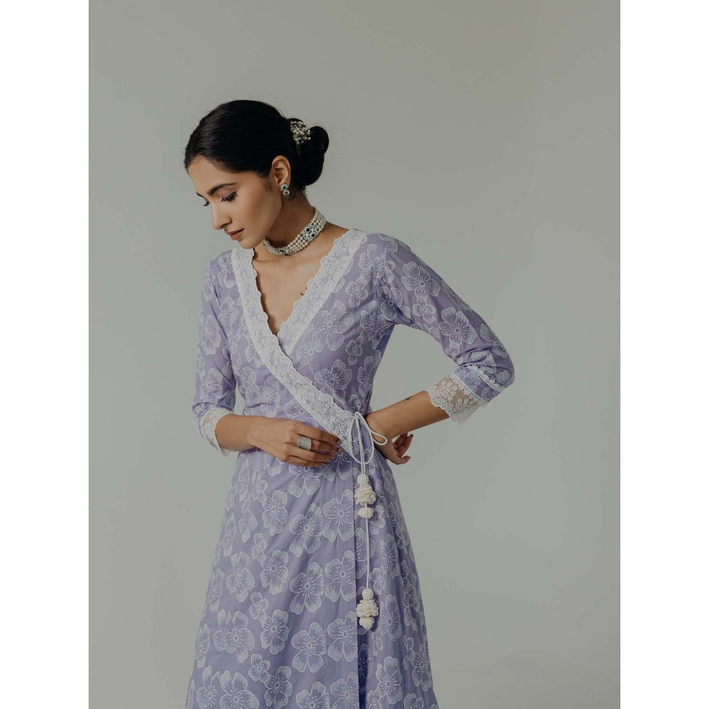 Old Marigold Naaz Lavender Cotton Floral Kurta