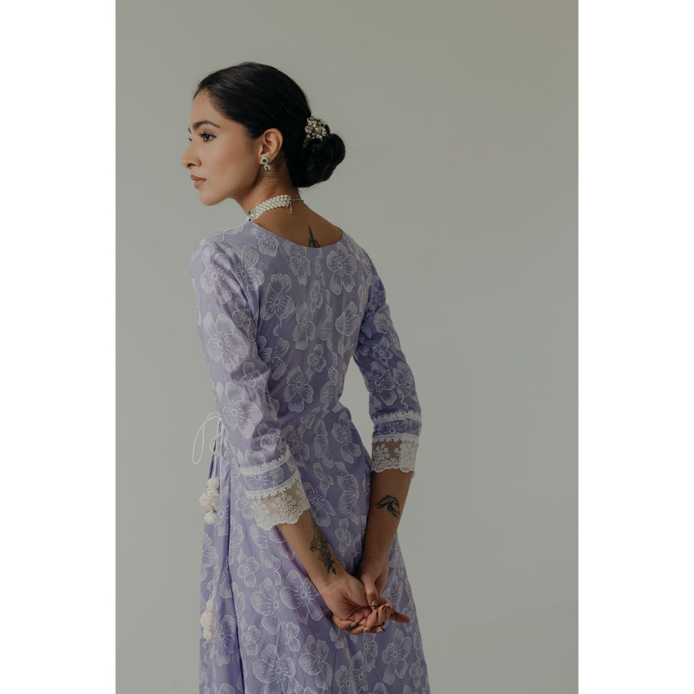 Old Marigold Naaz Lavender Cotton Floral Kurta