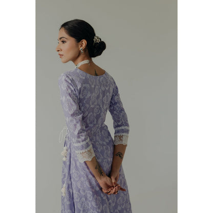 Old Marigold Naaz Lavender Cotton Floral Kurta