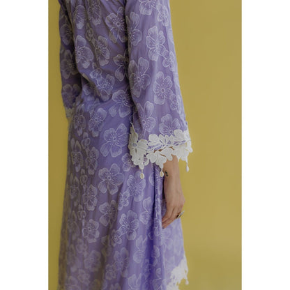 Old Marigold Noor Lavender Cotton Floral Kurta